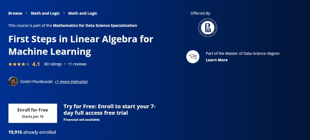 Best Linear Algebra Courses for Data Science